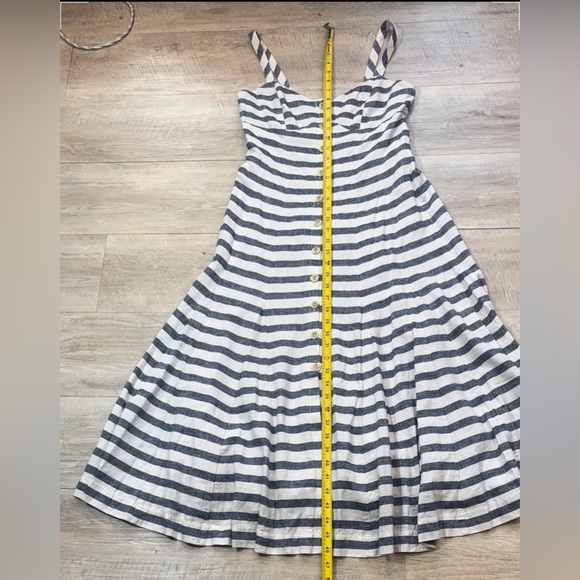 Anthropologie Maeve Linen Blend Striped Midi Dress Size 0P - Picture 7 of 8